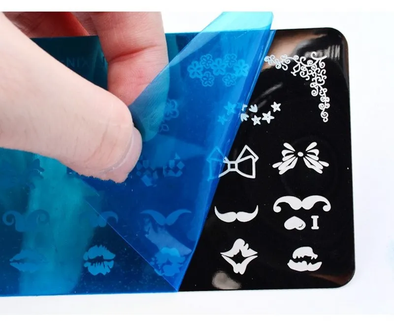 1 шт. 12*6 см прямоугольные пластины для штамповки ногтей с узорами в виде галстука-бабочки, губ, сердечек, штампованные пластины для самостоятельного дизайна ногтей, маникюрные штамповочные пластины, T01-24