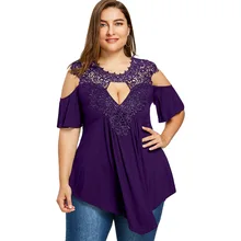 ROSE GAL Plus Size Keyhole Neck Cold Shoulder T-Shirt Black Summer Casual Half Sleeves Lace Long Tops T Shirt Women T-Shirts 5XL ROSE GAL Plus Size Keyhole Neck Cold Shoulder T-Shirt Black Summer Casual Half Sleeves Lace Long Tops T Shirt Women T-Shirts 5XL