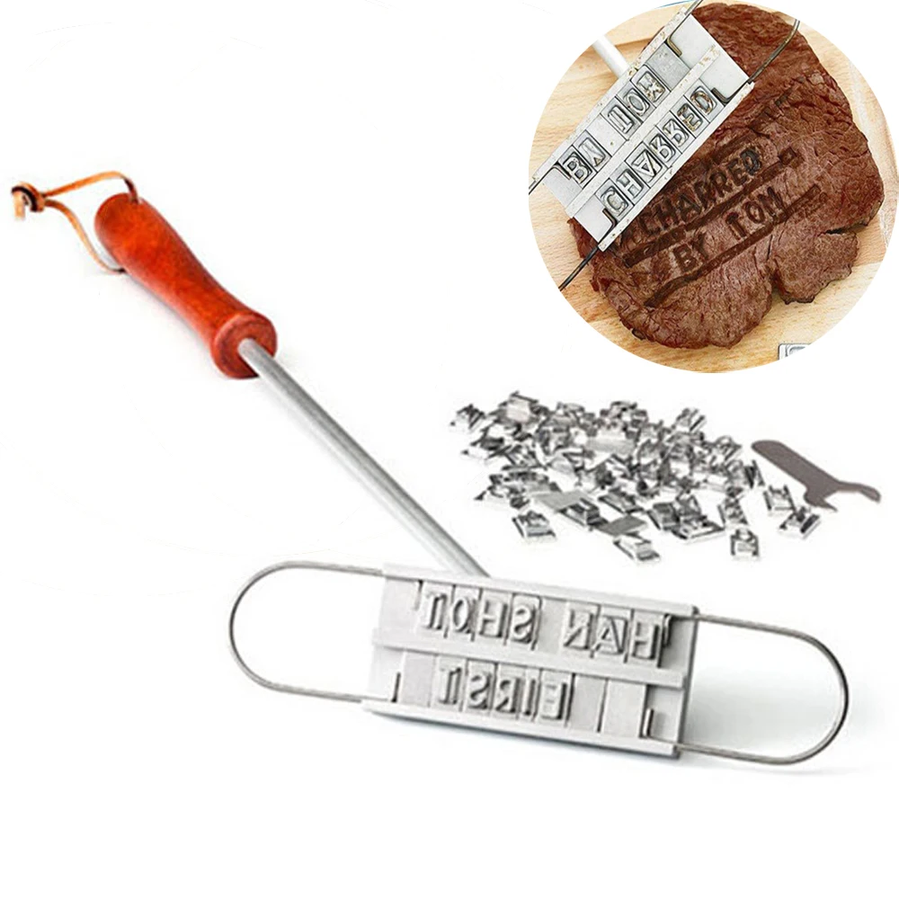 

Personality Steak Meat Barbecue BBQ Meat Branding iron with changeable letters BBQ Tool Changeable 55 Letters IC871734