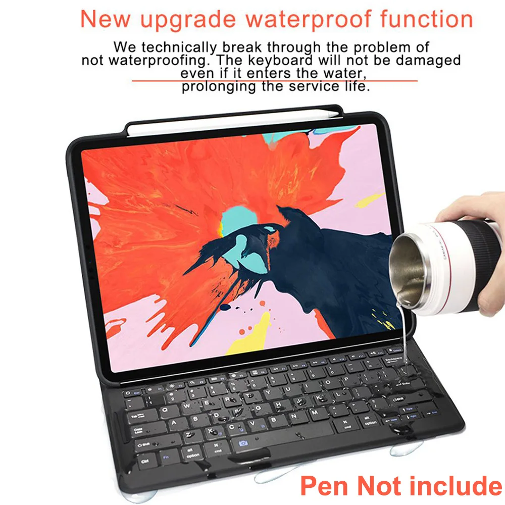 Cena Pokrowiec na klawiaturę Bluetooth do iPada Pro 12.9 11 2018 Auto Sleep Wake Smart PU Skórzany pokrowiec ochronny Ultra Thin Folio Stand Pen Slot Shell Shell Akcesoria do iPada Pro 11 \