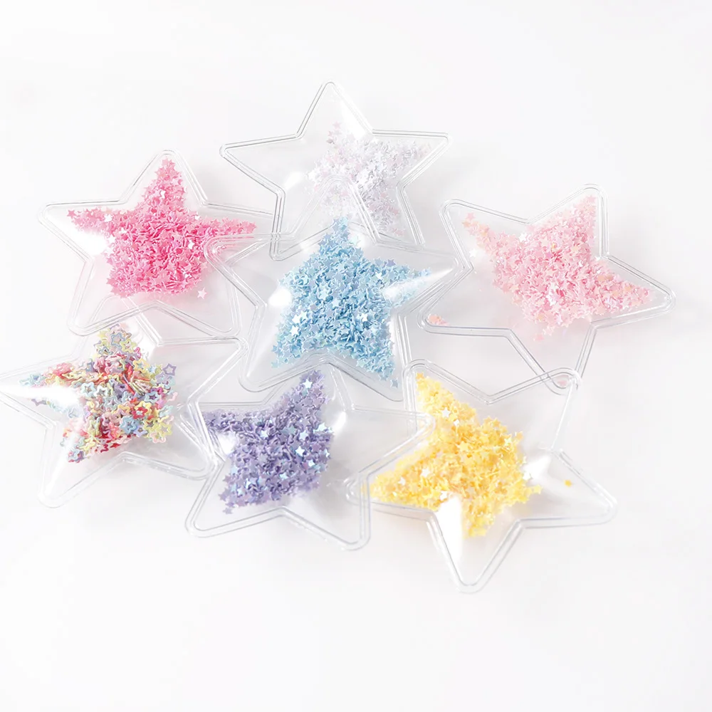 

6Pcs/set Mix Color Stars Transparent Bling Flowing Patches Appliques For Children Clip DIY Hair Clip Decor Accessories 70*55mm