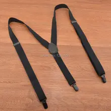 3 подтяжки на зажимах модные однотонные черные 110 120 см кожаные подтяжки унисекс Для женщин мужские подтяжки для брюк эластичный пояс