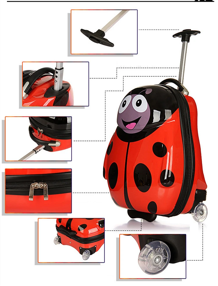 1" мультяшный чемодан на колесиках+ рюкзак 3D Животные Детский чемодан/ABS PC Дорожный чемодан на колесиках/Детская сумка на колесиках
