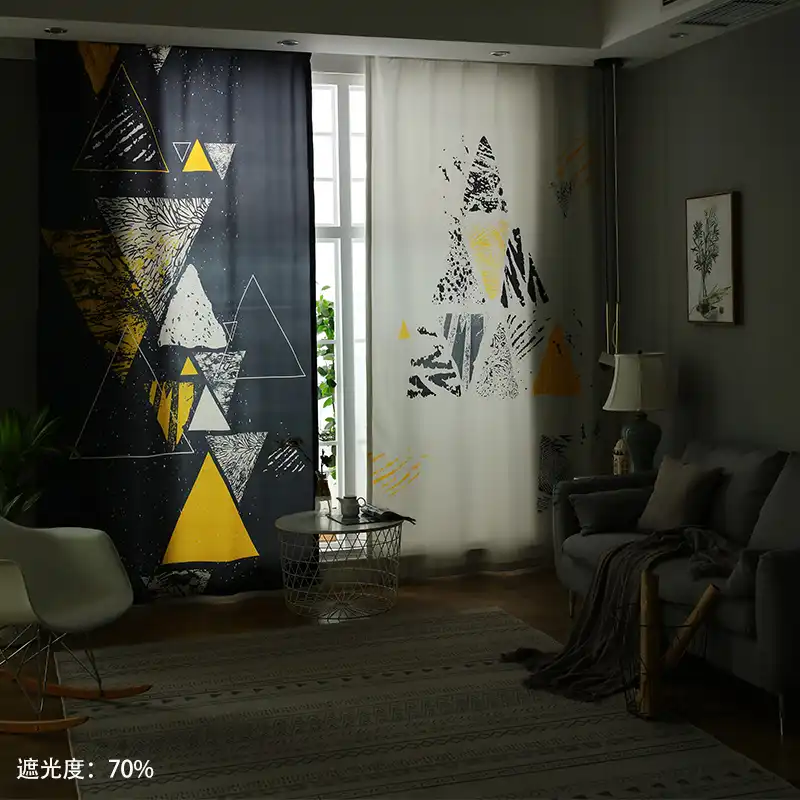 Customized Nordic Style Curtain Finished Modern Blackout Curtain For Living Room Simple Creative Abstract Bedroom Window Curtain