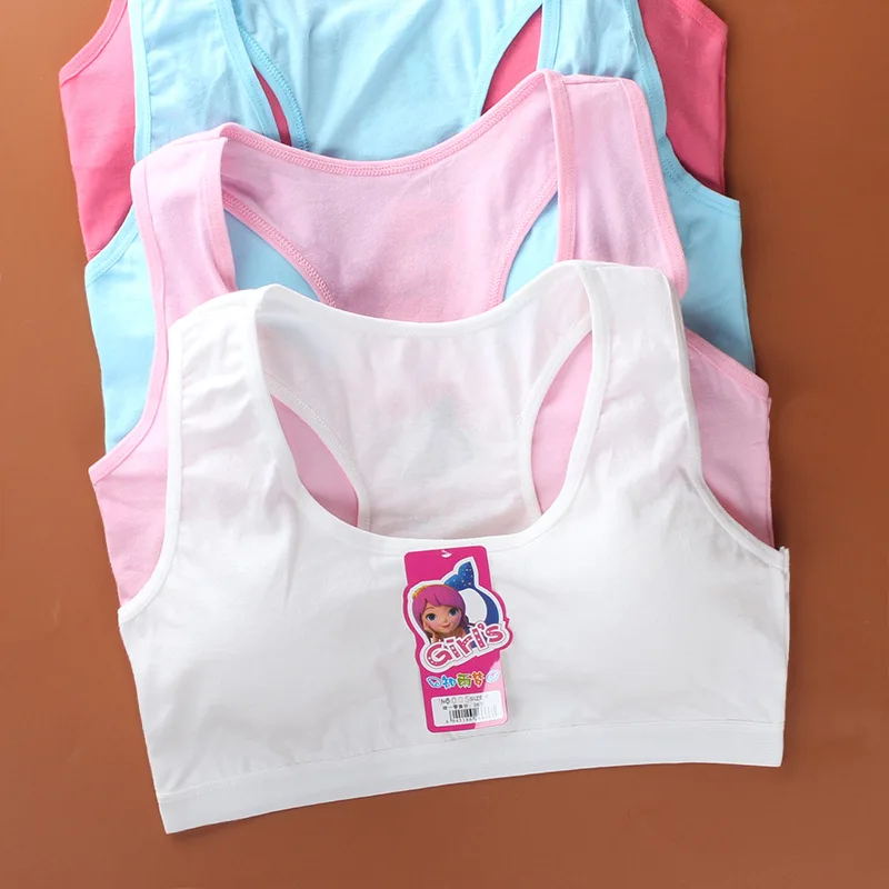 1PC Cotton Baby Girls Bras Solid Color Young Girls Underwear For Sport
