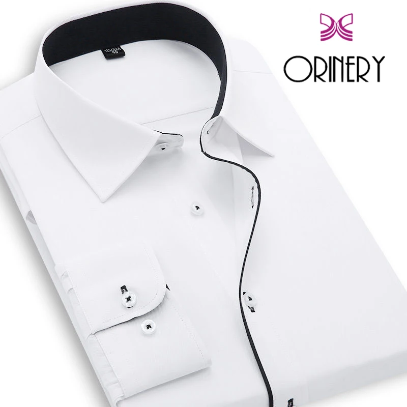 ORINERY горячая Распродажа однотонная мужская рубашка с длинным рукавом Camisa Masculina Высококачественная брендовая одежда облегающая модная свадебная одежда