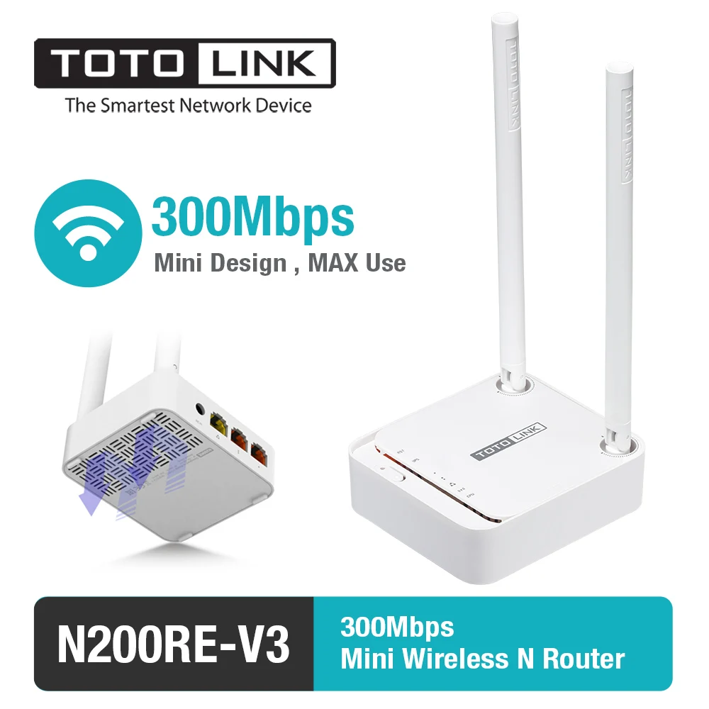 

TOTOLINK N200RE 300Mbps WiFi Router Integrated with Wireless Repeater and AP in One, 2 Antennas, English Firmware