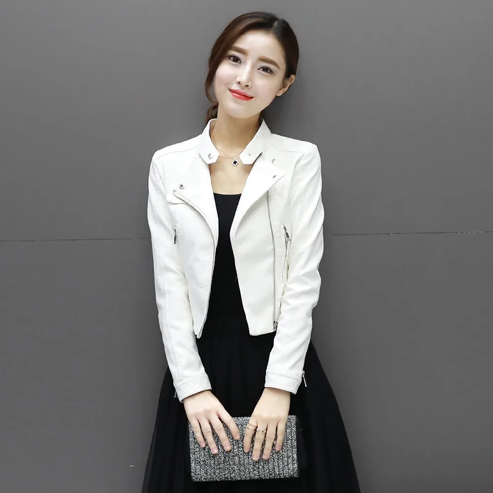 short white leather jacket