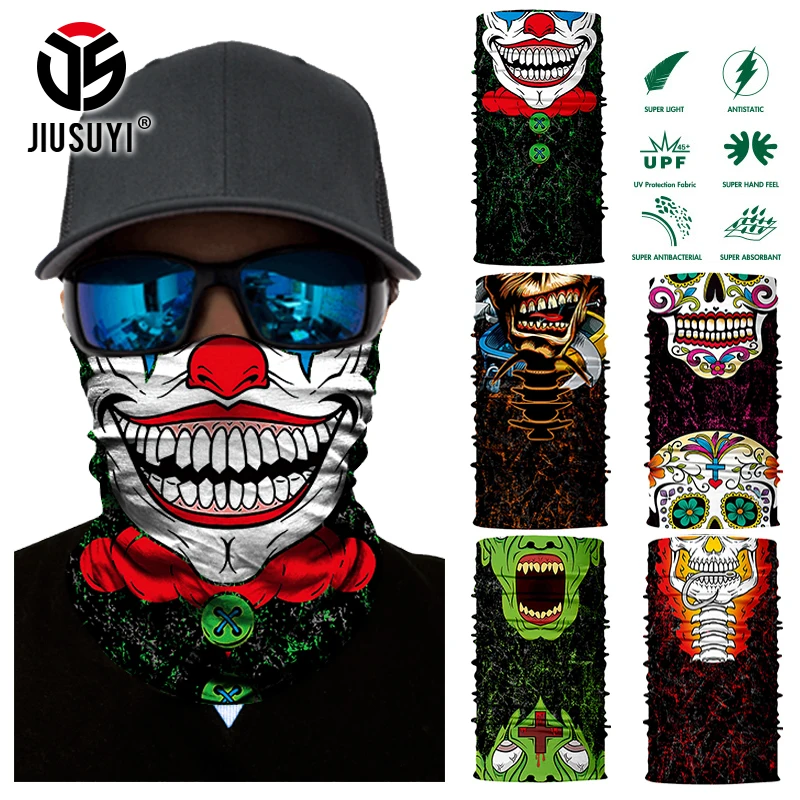 3D бесшовные череп Джокер клоун труба шеи теплые гетры шарф маска для лица Хэллоуин Повязка На Голову Бандана Солнцезащитная маска с защитой от УФ