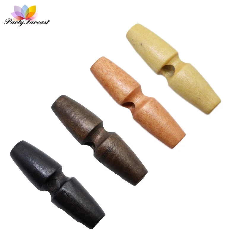 

PF 20pcs 35 48mm 1 Hole Wooden Buttons Horn Toggle Buckle Botones for Clothing Coat DIY Sewing Crafts Scrapbooking Accessories
