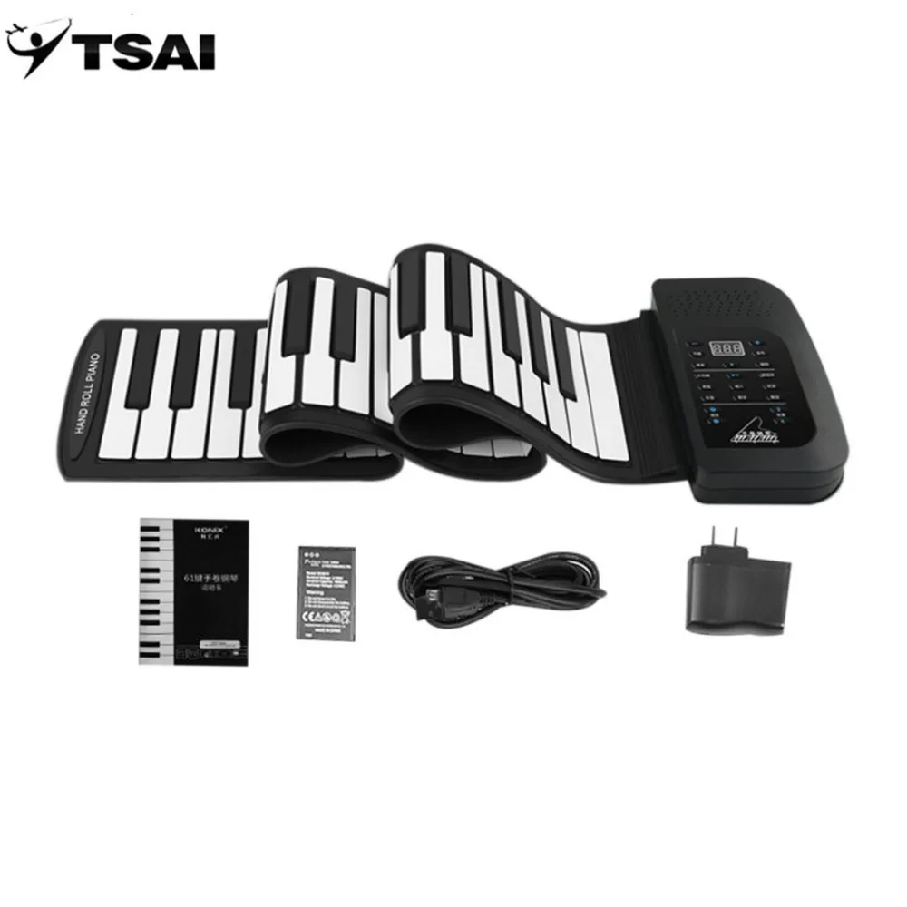 

TSAI Roll Up Piano 61 Key Flexible Silicon Preliminary Electronic Training TSAI Tool Professional Musical Instrument Popular