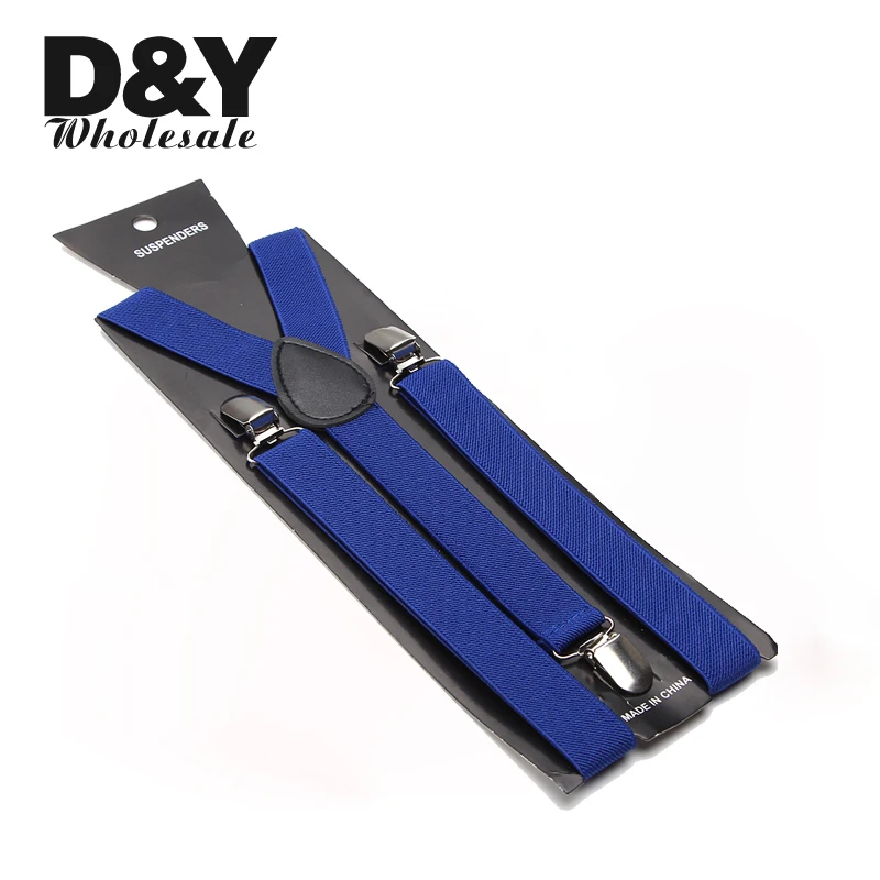 

Y-back 2.5cm wide "Royal blue" color Unisex Clip-on Braces Elastic Slim Suspender Suspenders For women men Wholesale & Retail
