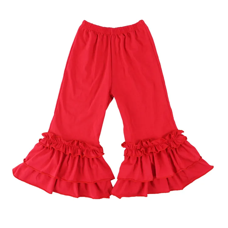 Лидер продаж, модные хлопковые расклешенные штаны для маленьких девочек длинные брюки с оборками для детей, для девочек возрастом от 1 года до 6 лет, детские свободные штаны мешковатые штаны - Цвет: Red