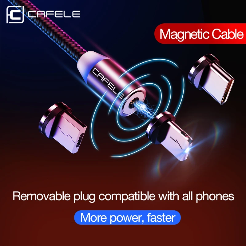 Beste CAFELE 1 m LED Magnetische Usb kabel Magneet Plug USB Type C Micro USB IOS Plug voor samsung huawei xiaomi iPhone Xs Xr X 8 7 6 Plus 5