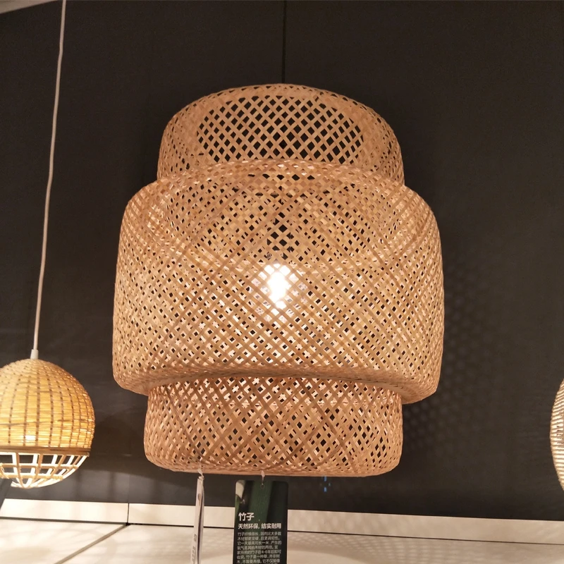 Novelty Japanese Style Hand Knitted Bamboo Pendant Lamp Modern Wood Decoration for Hotel Restaurant Cafe Bar Study Home Lighting (12)