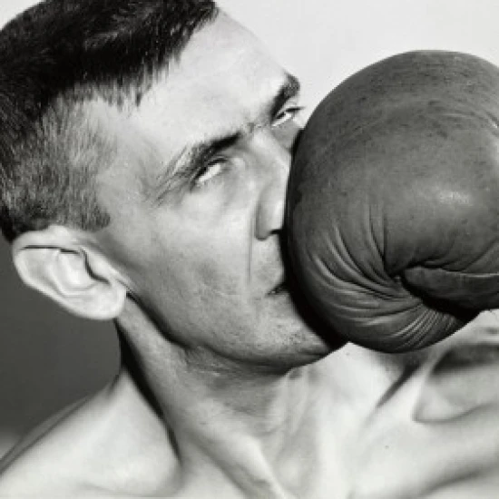 Mid adult man being punched in the face Poster Print (18 x 24)