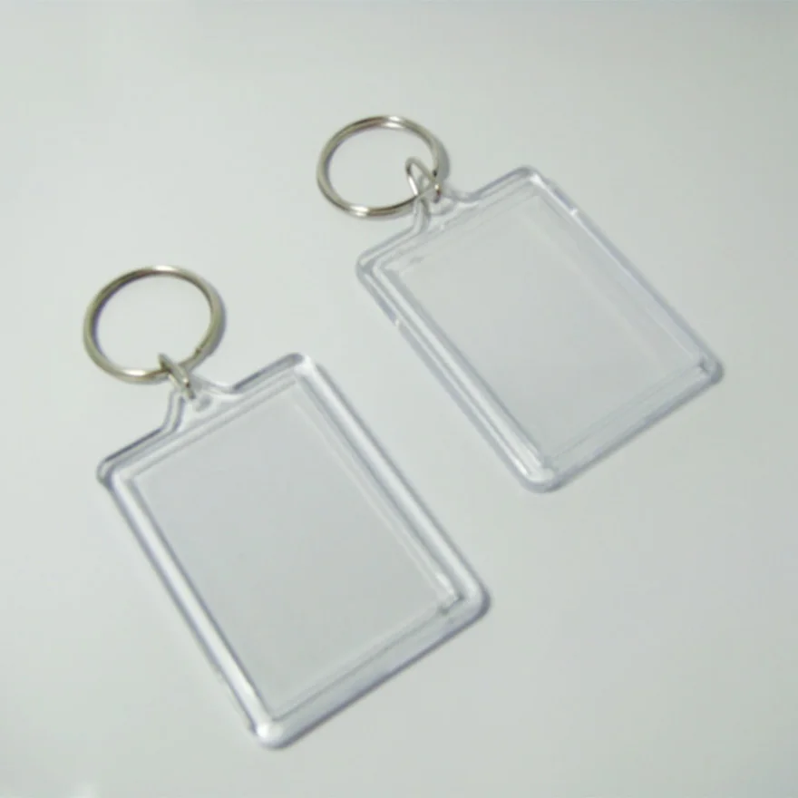 60x Blank Acrylic Keyrings 57x46mm Frame & 45x35mm Photo key ring plastic 95457 