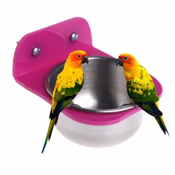 Parrot Feeder Stainless Steel Food Water Feeding Bird Bowl Container Birds Feeder For Crates Cages Coop.jpg