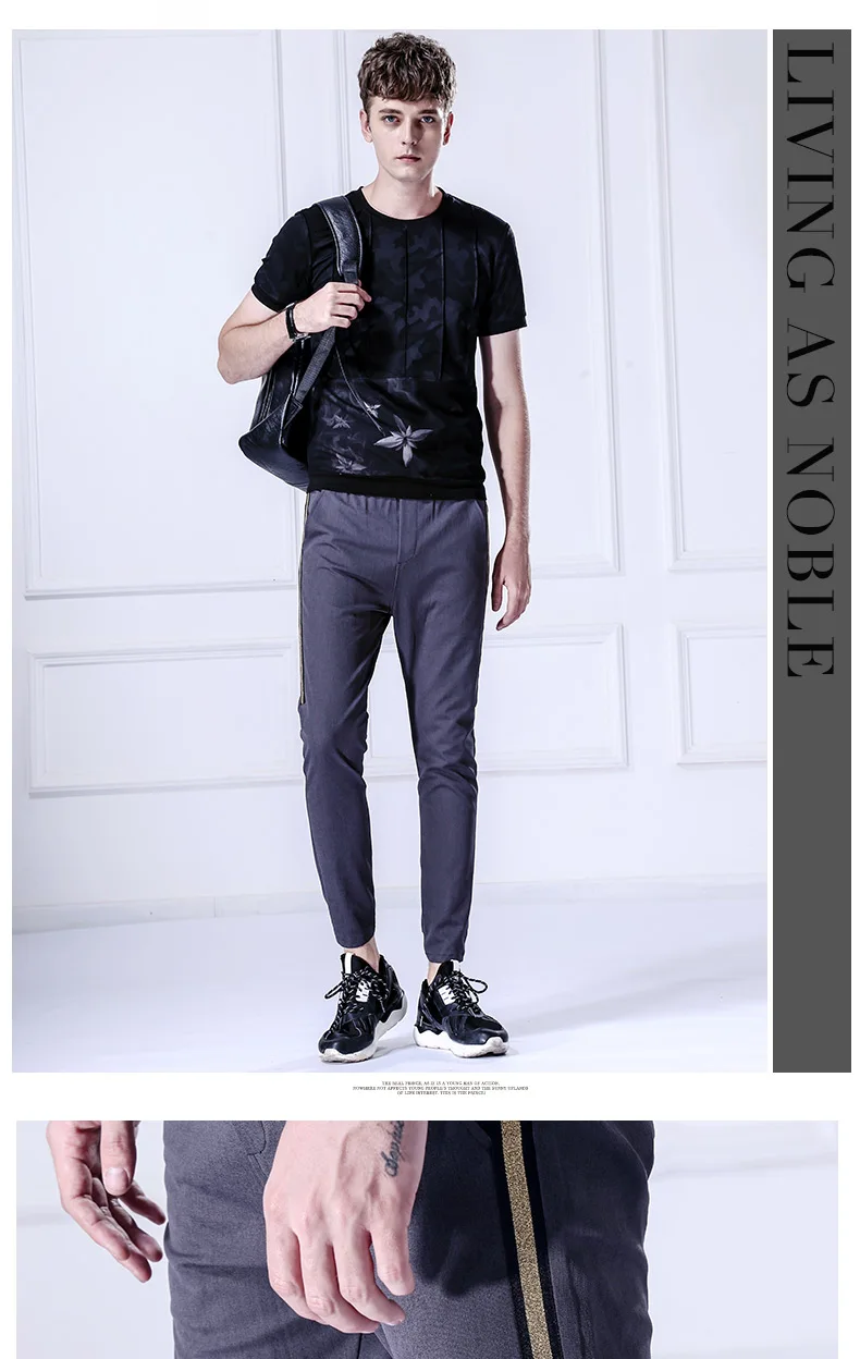 Fanzhuan 2017 Бесплатная доставка новый мужской моды повседневная мужская тонкий карандаш укороченные Штаны брюки 818072 элистичные, средней