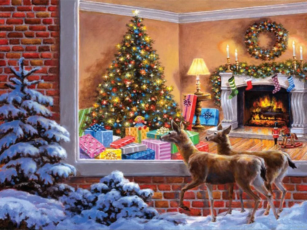 

new Full ROUND Diamond 5D DIY Diamond Painting "Christmas fawn" Embroidery Cross Stitch Rhinestone Mosaic Painting Decor gift