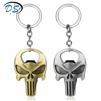 

Summer Fashion accessories Movie Jewelry The Punisher Skull Pendant Keyrings Bar Beer Bottle Opener Keychains Key chain