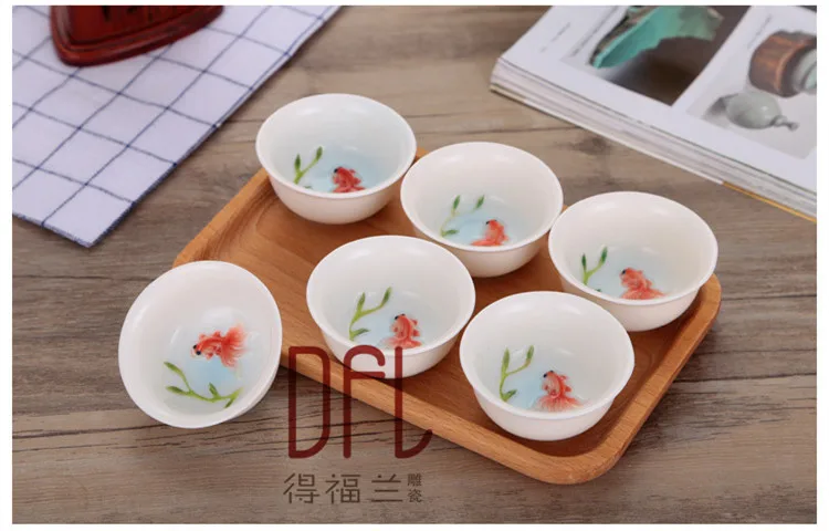 9 шт. автоматический эмалированный чайный набор Gaiwan Pot Cup Китайский кунг-фу Drinkware креативный 3D Обезьяна Золотая рыбка Дельфин чайный набор