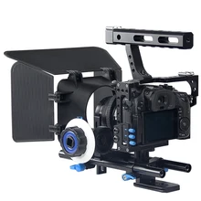 Professional Handle DSLR Rig Stabilizer Video Camera Cage/Follow Focus/Matte Box Kit For Sony A7S A7 A7R A7RII A7SII Lumix GH4 aluminum alloy handheld camera video support kit dslr cage set with follow focus matte box for sony a7s a7 a7r a7rii a7sii gh4