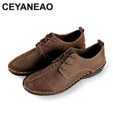 CEYANEAO/; женская обувь; сезон зима-весна; Повседневная однотонная Обувь На Шнуровке; ручная работа; первый слой кожи; модная 986 с круглым носком
