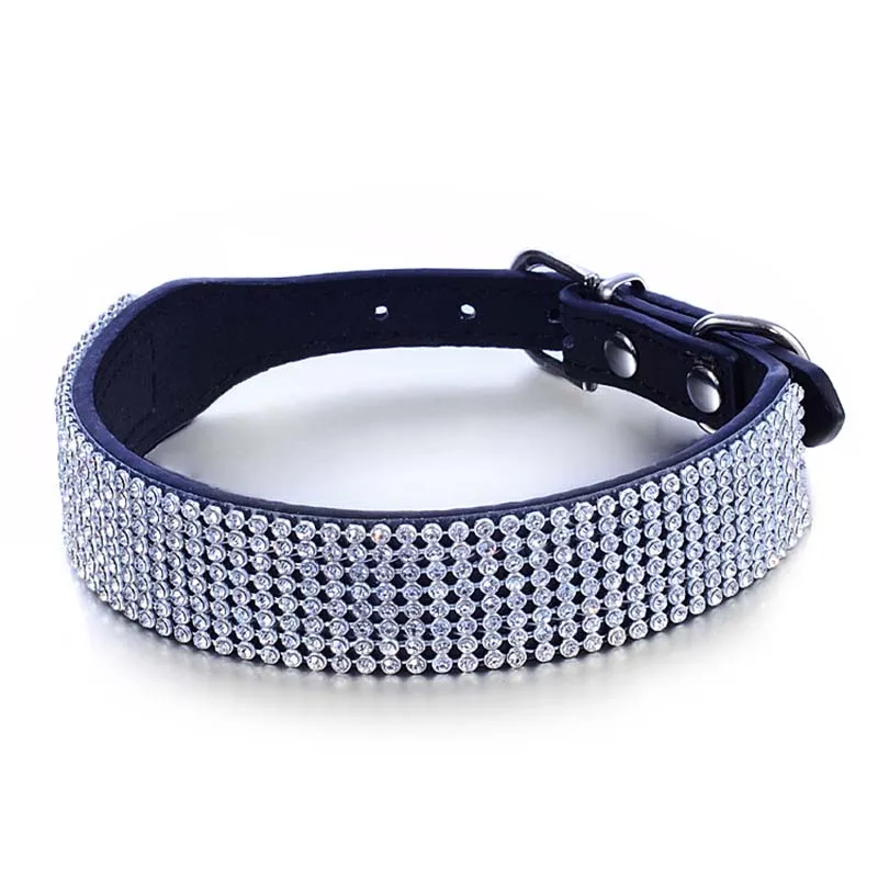 SYDZSW Dog Collar Luxury Crystal Diamand Puppy Pet Leads Black Red Rose Dog Necklace 372.5cm422.5cm Pet Products Dog Supplies3