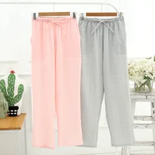 Марлевые хлопковые домашние штаны, женские штаны для сна, милые одноцветные пижамные штаны, качественные женские домашние брюки в горошек