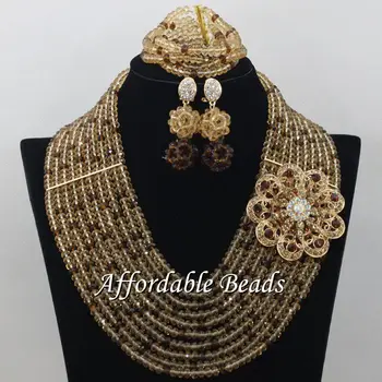 

Coffee Wedding Necklace Set Luxury Jewelry Set Handmade Item Wholesale Free Shipping ABE147