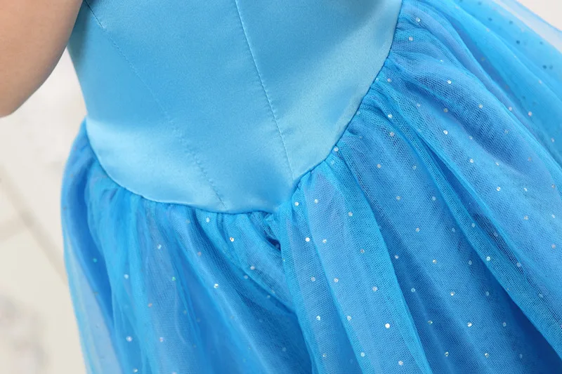 Для девочек Синий Анна платье Эльзы фантазии блестками Платье Золушки-принцессы для Косплэй Детский костюм для вечеринок Карнавальная одежда нарядное вечерние платье