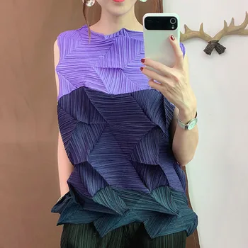 

LANMREM 2020 Summer New Fashion Temperament Women Loose Plus Casual Pleated Color Matching Vest TC196