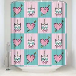Плесени душ Шторы ткань день рождения кота Дизайн 100% полиэстер Шторы для Ванная комната Водонепроницаемый и антибактериальные