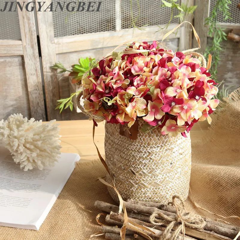 

HIgh real touch flowers heads hydrangea 4 colors diy fake flowers wedding decoration home office party decor diy silk flowers