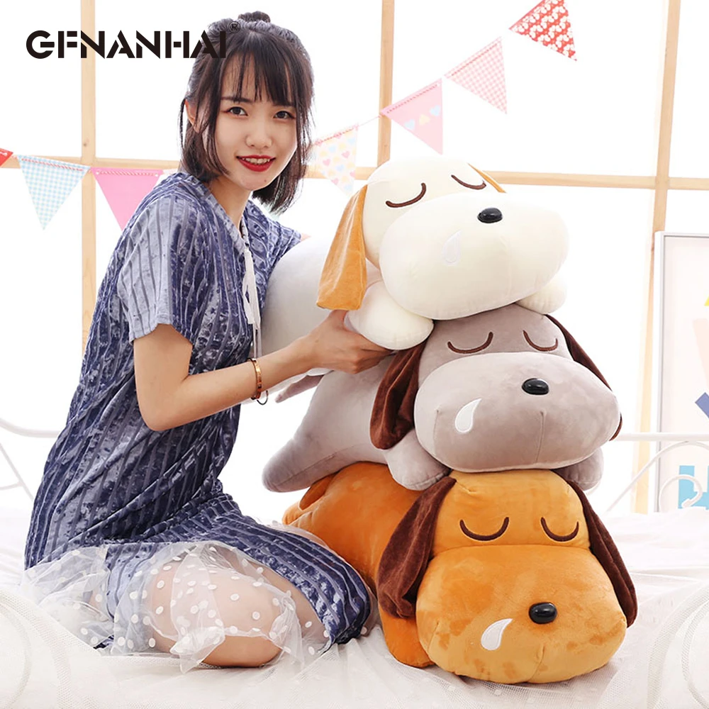 1pc 80cm Big Lying Snoring Dog Plush Toy Lovely Children Sofa Cushion