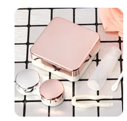 Светоотражающая крышка, чехол для контактных линз с зеркалом, цветной кейс для контактных линз, контейнер, Милый дорожный набор, женская коробка - Цвет: pink