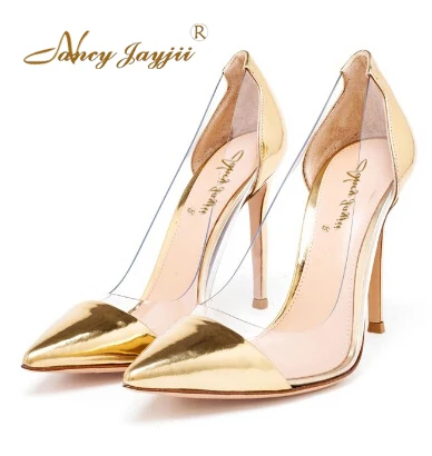 gold transparent heels