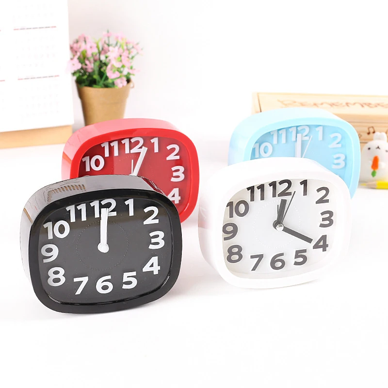 

Mini Silent Alarm Clock Child Square Portable Snooze Function Clocks Bedside Table Home Decoration Candy Color Electronic Clock