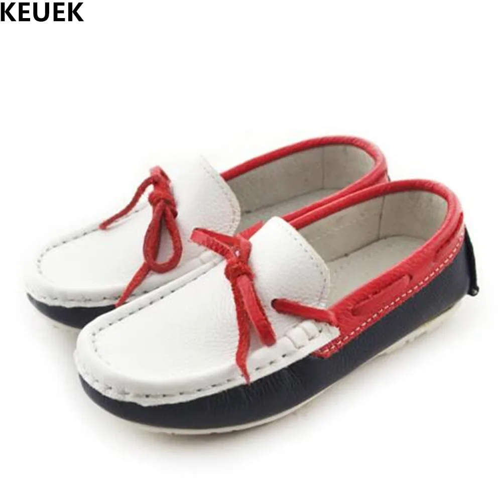 

New Kids Leather Shoes Boys Loafers School Dress Shoes Student Genuine Leather Single Shoes Children Baby Toddler Flats 019