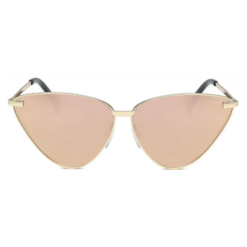 Новинка, сексуальные женские солнцезащитные очки "кошачий глаз", брендовые, дизайнерские, модные, металлическая оправа, очки для женщин, покрытие, зеркальные оттенки, ss316 - Цвет линз: C2-Gold-Pink