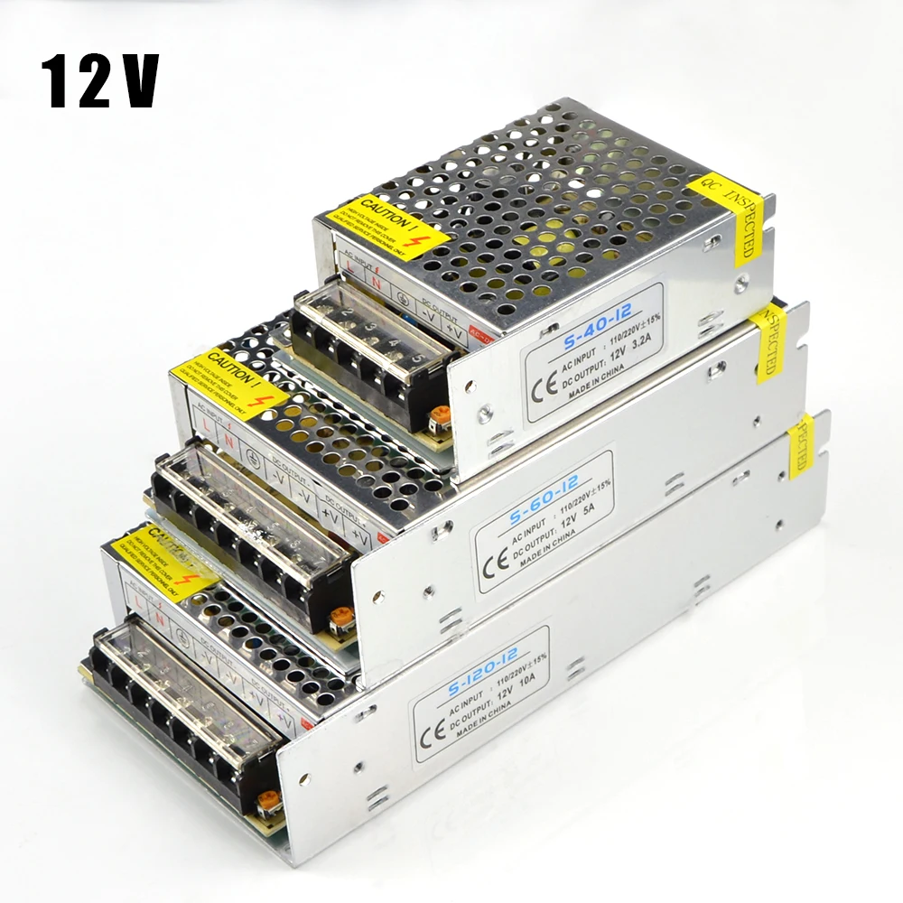 AC 220V к DC 12 V трансформатор освещения 1A 2A 3A 5A 8A 10A 15A 20A Светодиодный источник питания