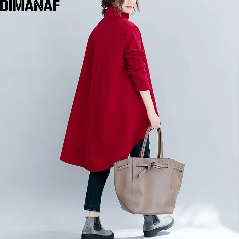 DIMANAF Plus Size Women Pullover Winter Warm Hoodies Sweatshirts Cotton Knitted Thicken Top Female