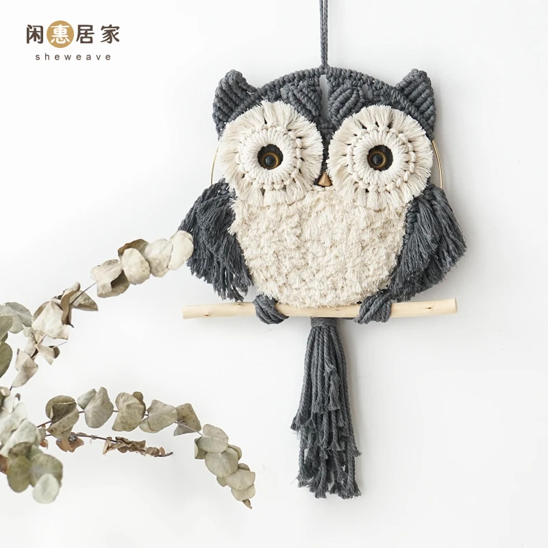

Handmade Woven Macrame Owl Tapestry Mexican Home Decoration Wall Hanging Simple Decorative Tapestry Wall Hanging