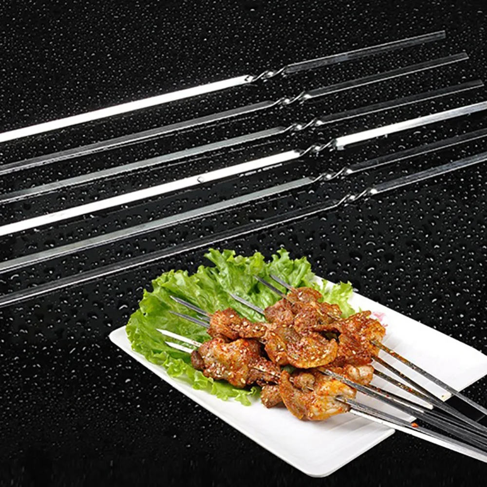 

30/50Pcs Stainless Steel Skewers Roast Skewers Stick Steels BBQ Needles Outdoor Camping Picnic Barbeque Cooking Meat Fish Sticks