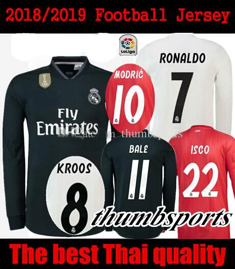 2019 Realed Madrided футбол Джерси для взрослых с длинным рукавом 18 19 дома 3RD MARIANO BALE BENZEMA