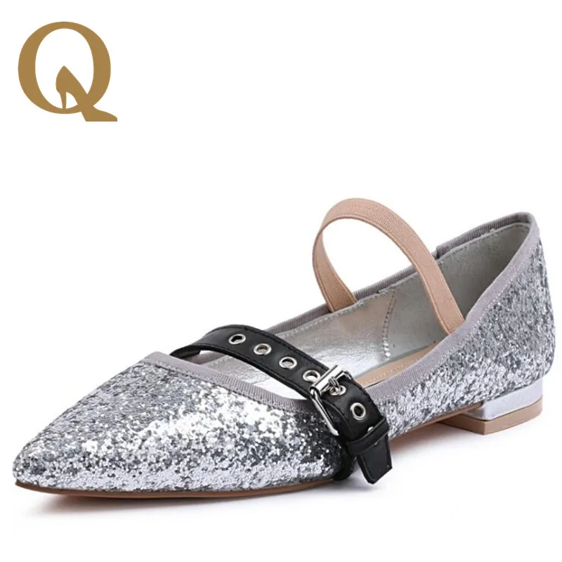 

The Latest European Brand Fashion Women's Shoes Fashion Metal Buckle Pointed Toe Single Shoes Comfortable Elastic Straps Shoes