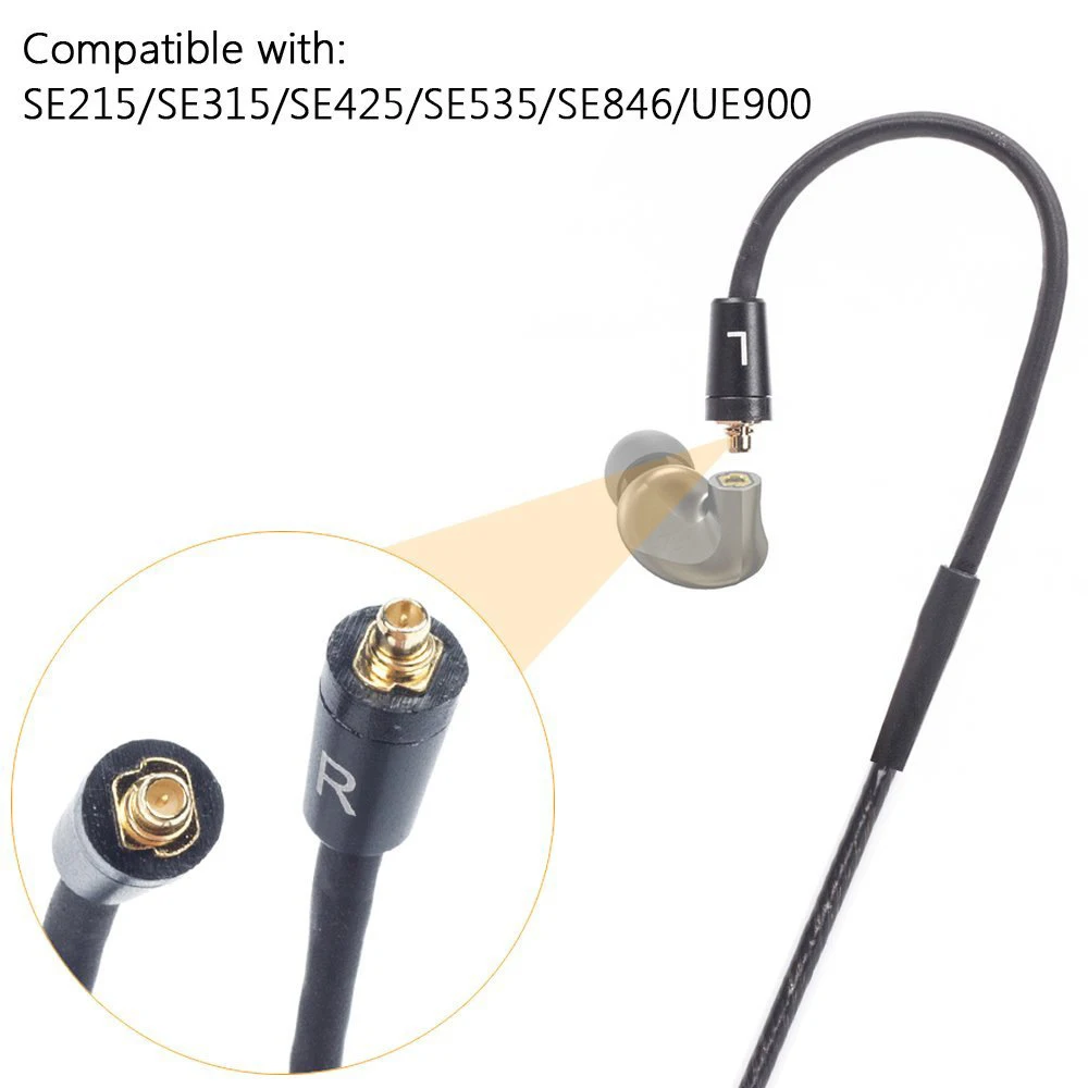 Cable MMCX Headphone Cord 3.5mm Aux Audio Mic Plug SONY XBA-Z5 SHURE SE215/315/535/846/UE900