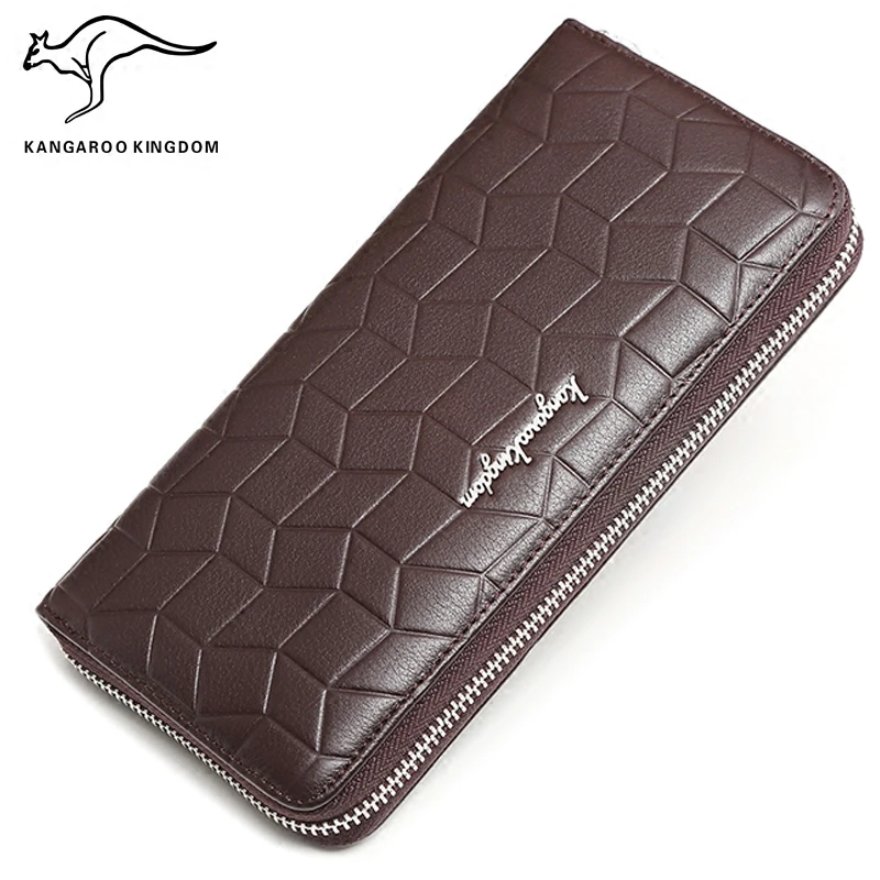 

KANGAROO KINGDOM fashion genuine leather men wallet long business male clutch purse phone credit card holder