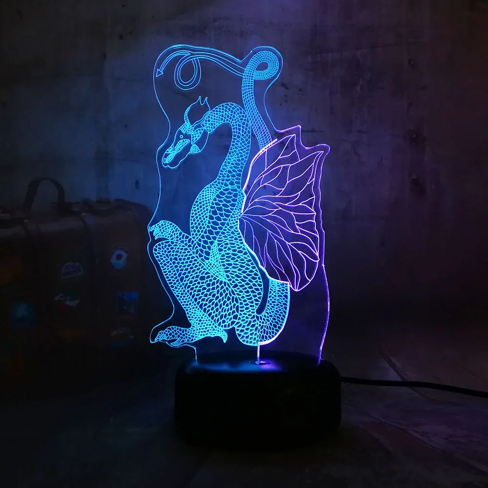 Новинка животное сидение Птерозавр дракон новинка 3D светодиодный ночник Lihgt